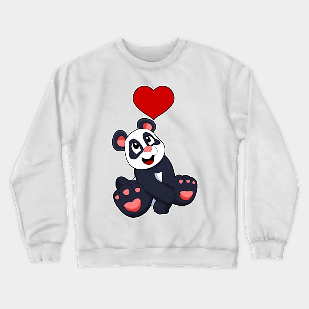 Panda with Heart Crewneck Sweatshirt by Markus Schnabel